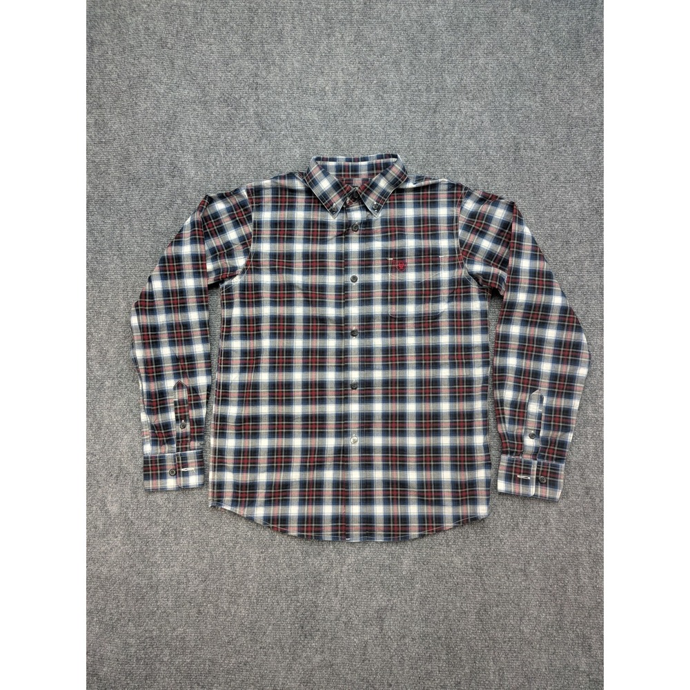 Ariat Pro Series Boys Plaid Button Up Shirt M 10-12 Cowboy Western‎ Ranch Rodeo